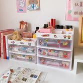 Ins Girl Heart Plastic Drawer Desktop Organizer Storage Box Student Dust-Proof Stationery Cosmetics Rack New