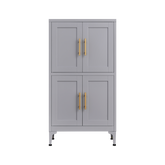 Grey metal kitchen storage cabinet, kitchen pantry storage cabinet with door and shelf, adjustable leveling feet