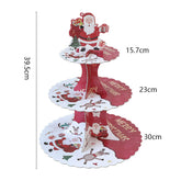 Christmas decoration disposable cake stand dessert table display stand three-layer paper fruit stand Santa Claus