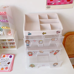 Ins Girl Heart Plastic Drawer Desktop Organizer Storage Box Student Dust-Proof Stationery Cosmetics Rack New