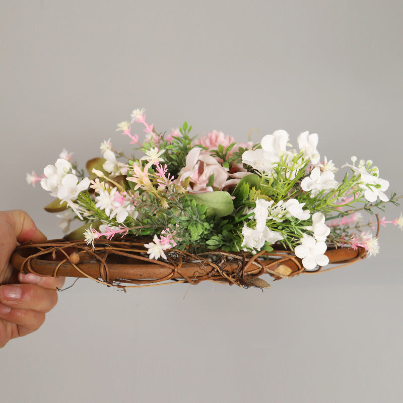 Simulation Plant Three Dimensional Peach Ball Chrysanthemum Eucalyptus Wall Hanging Home Door Hanging Decoration Easter