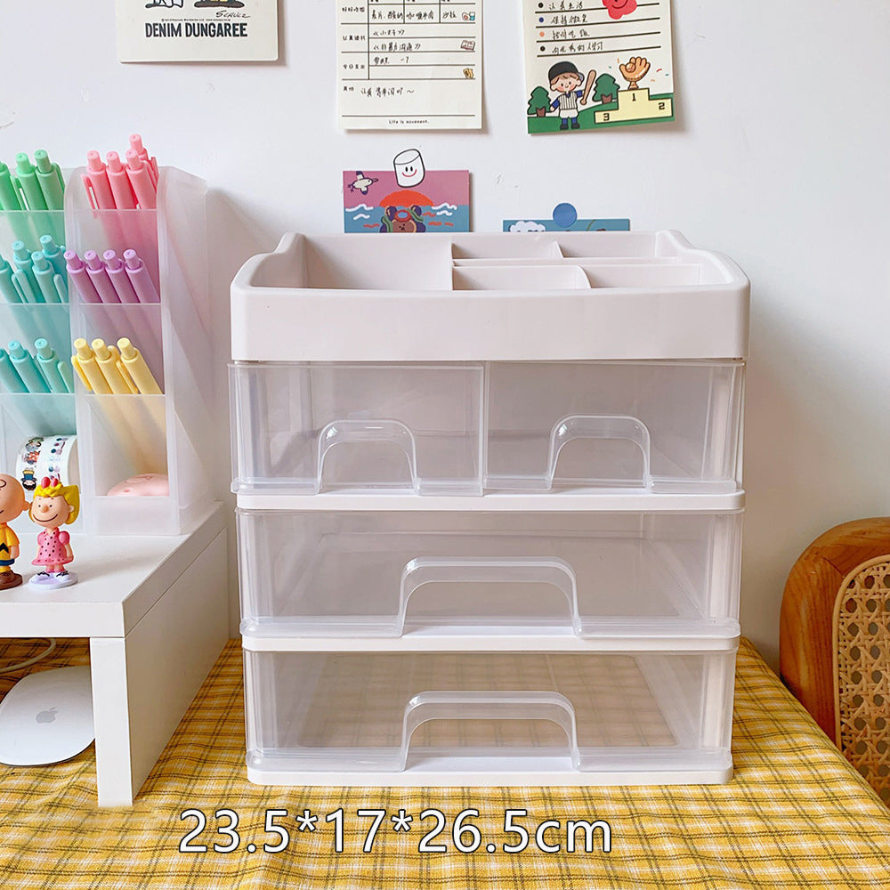 Ins Girl Heart Plastic Drawer Desktop Organizer Storage Box Student Dust-Proof Stationery Cosmetics Rack New