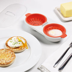 Microwave Egg Poacher Draining Egg Boiler Food Grade Cookware Double Cup Egg Kitchen Steamed Egg Set Cooking Tools