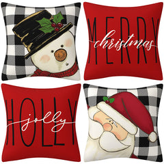 Christmas Snowman Pillow Cover, Big Red Snowman Printed Cushion Cover, Decorative Sofa Cover, Home Furnishings
