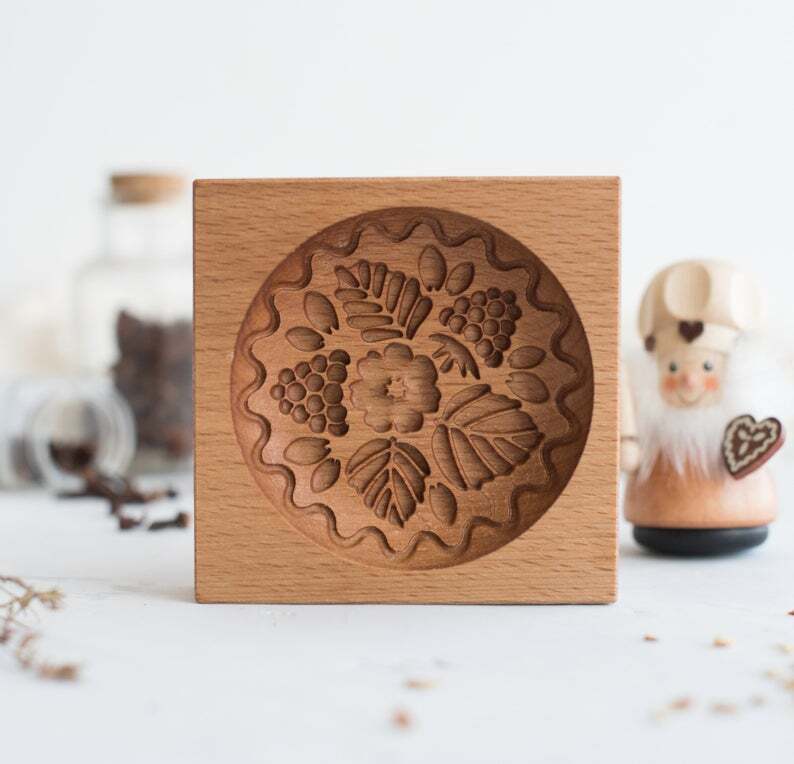 Cookie Mold Cutter Premium Beech Wood Cookie Shortbread Square Wooden Cookie Mold