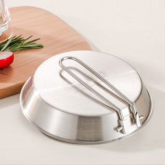 stainless steel folding handle frying pan outdoor flat bottomed frying pan mini frying pan portable frying pan camping equipment