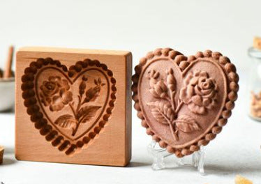 Cookie Mold Cutter Premium Beech Wood Cookie Shortbread Square Wooden Cookie Mold