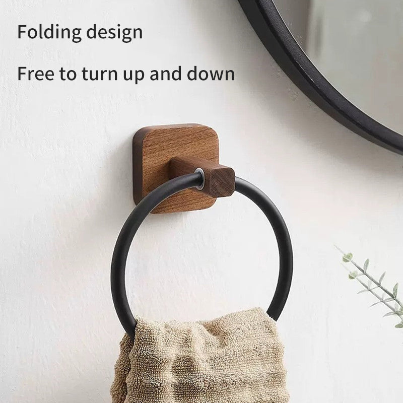 Towel Rack Ring Solid Wood Washcloth Storage Rack Hotel Bathroom Towel Rack Japanese Creative Towel Ring Hanging Rack