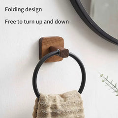 Towel Rack Ring Solid Wood Washcloth Storage Rack Hotel Bathroom Towel Rack Japanese Creative Towel Ring Hanging Rack