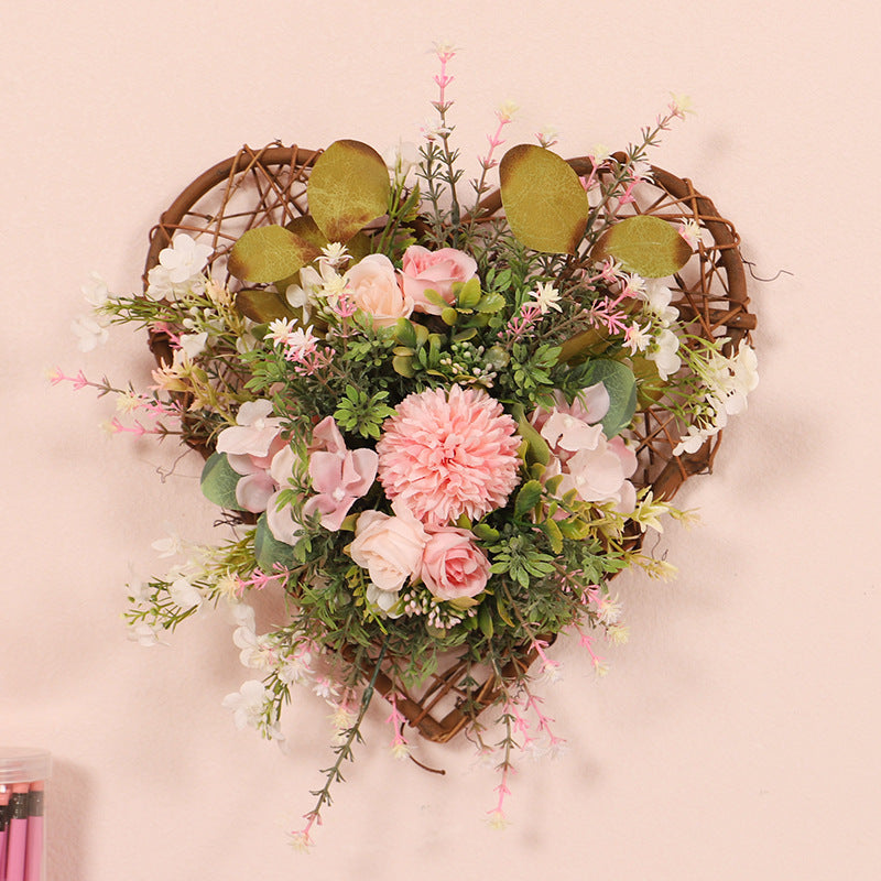Simulation Plant Three Dimensional Peach Ball Chrysanthemum Eucalyptus Wall Hanging Home Door Hanging Decoration Easter