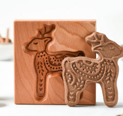 Cookie Mold Cutter Premium Beech Wood Cookie Shortbread Square Wooden Cookie Mold