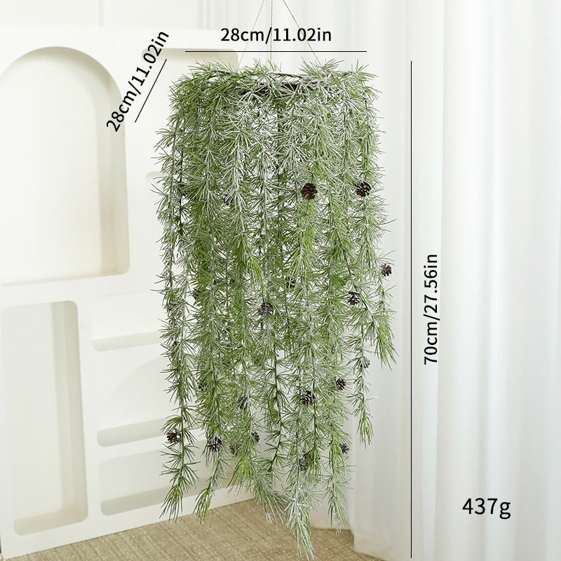 Faux Green Plant Hanging Vine Basket, Christmas Decoration Hanging Ornament