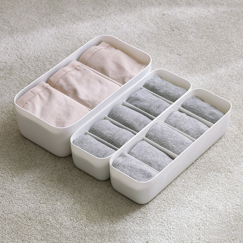 Grid Socks Storage Box Plastic Underwear Panties Storage Box Desktop Drawer Organizer Box Can Be Stacked