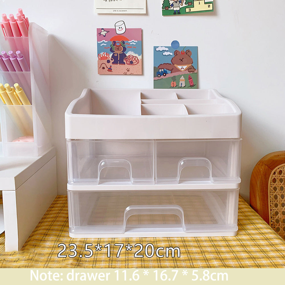 Ins Girl Heart Plastic Drawer Desktop Organizer Storage Box Student Dust-Proof Stationery Cosmetics Rack New