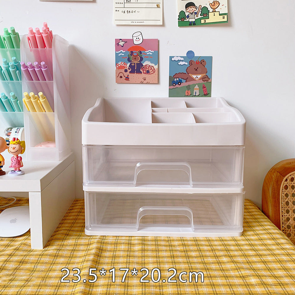 Ins Girl Heart Plastic Drawer Desktop Organizer Storage Box Student Dust-Proof Stationery Cosmetics Rack New