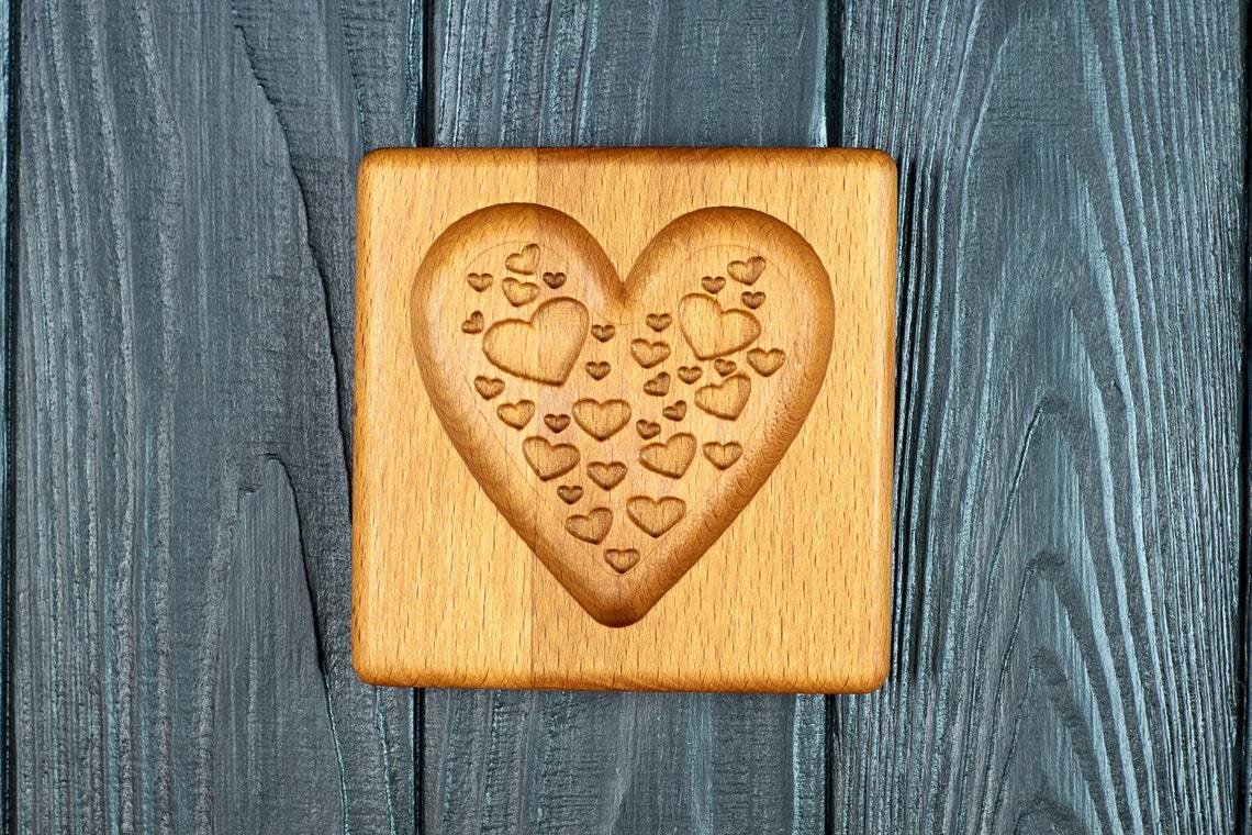 Cookie Mold Cutter Premium Beech Wood Cookie Shortbread Square Wooden Cookie Mold