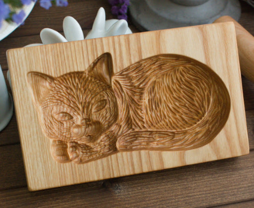 Cookie Mold Cutter Premium Beech Wood Cookie Shortbread Rectangular Wooden Animal Cookie Mold