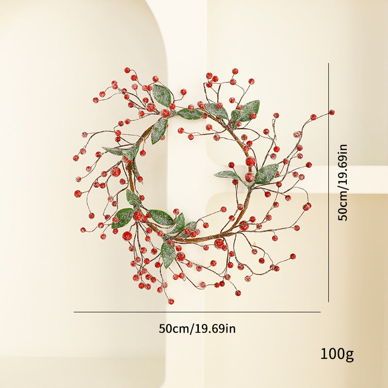 Best-selling Artificial Plant Christmas Wreath Pine Needle Red Berry Wreath Candle Holder Door Hanging Pine Cone Christmas Decoration