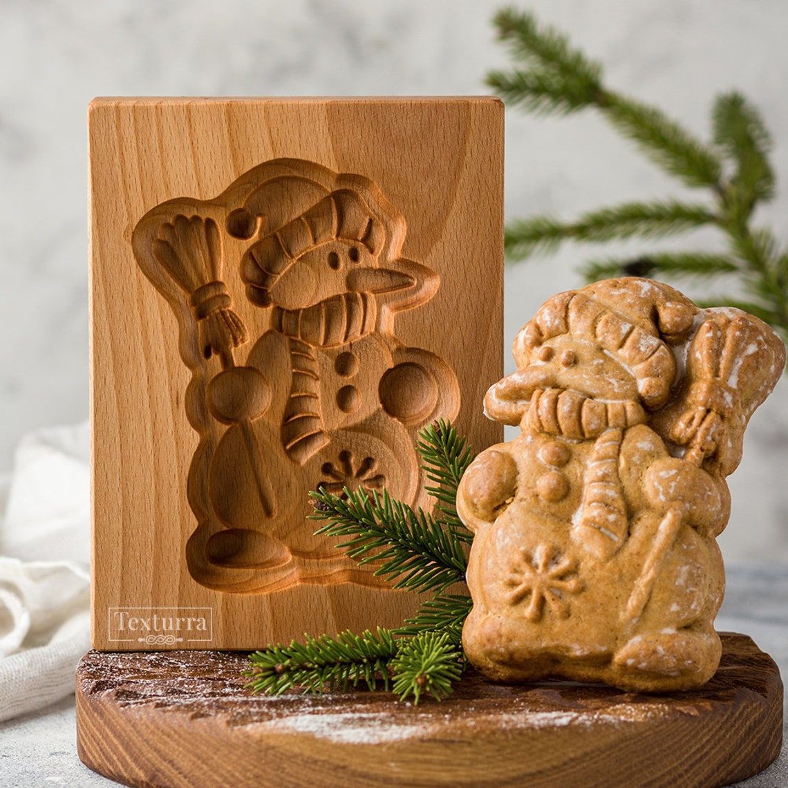 Cookie Mold Cutter Premium Beech Wood Cookie Shortbread Rectangular Wooden Animal Cookie Mold