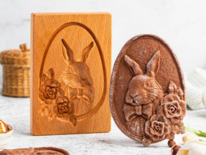 Cookie Mold Cutter Premium Beech Wood Cookie Shortbread Rectangular Wooden Animal Cookie Mold