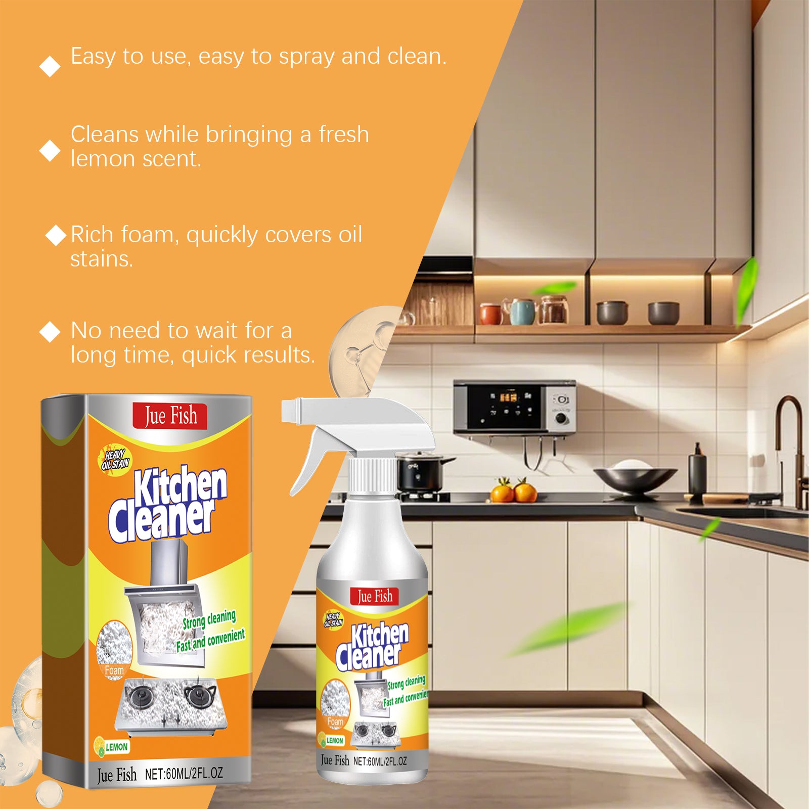Kitchen Foam Cleaner, Household Kitchen Hood Heavy Oil Foam Cleaner Oil Clean