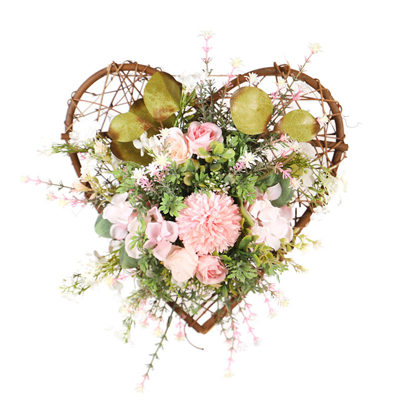 Simulation Plant Three Dimensional Peach Ball Chrysanthemum Eucalyptus Wall Hanging Home Door Hanging Decoration Easter
