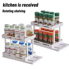 Multi Functional Rotary Pull Organizer Storage Rack Kitchen Desktop Condiment Rack Storage