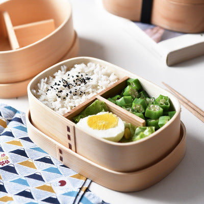 Japanese Creative Wooden Lunch Box Divided Lunch Box Student Lunch Box Lunch Box Dried Fruit Box Sushi Box