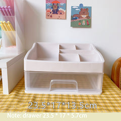 Ins Girl Heart Plastic Drawer Desktop Organizer Storage Box Student Dust-Proof Stationery Cosmetics Rack New