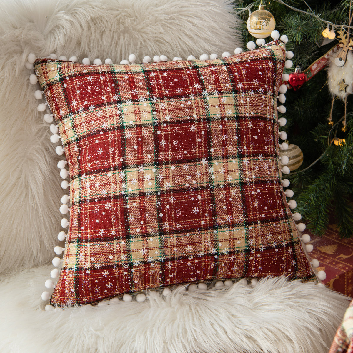 Nordic ins Christmas pillowcase plaid cushion cover living room sofa decorative pillowcase