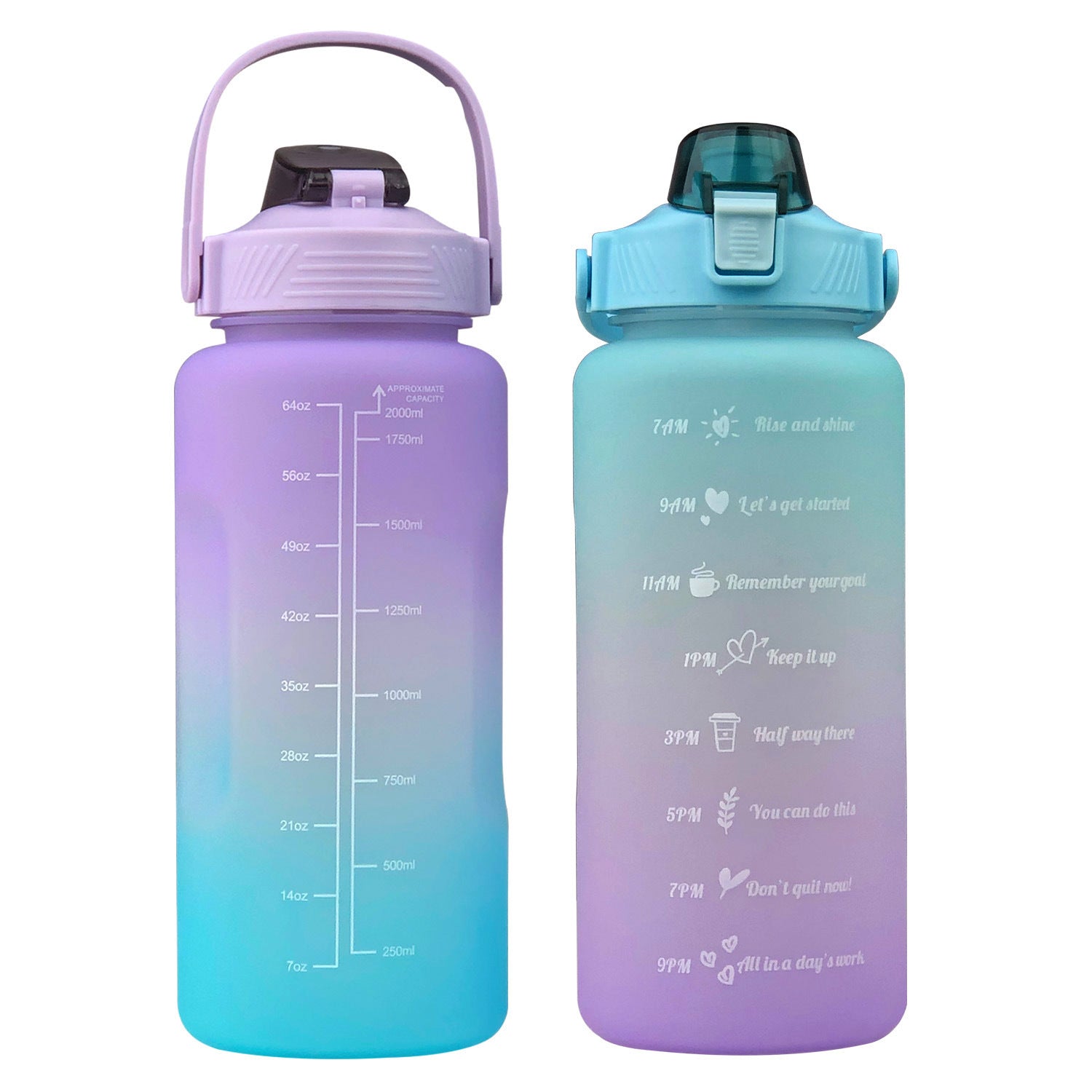 2L Sports Bottle Time Scale Space Cup Outdoor Portable Water Bottle Gradient Water Cup Water Bottle