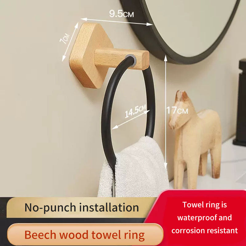 Towel Rack Ring Solid Wood Washcloth Storage Rack Hotel Bathroom Towel Rack Japanese Creative Towel Ring Hanging Rack