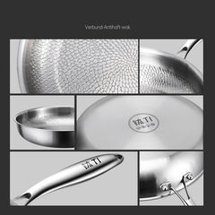Uncoated titanium steel hammer patterned titanium frying pan with titanium content, non stick pan