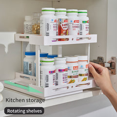 Multi Functional Rotary Pull Organizer Storage Rack Kitchen Desktop Condiment Rack Storage