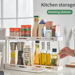 Multi Functional Rotary Pull Organizer Storage Rack Kitchen Desktop Condiment Rack Storage