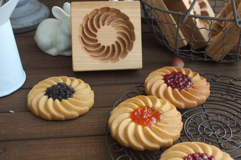 Cookie Mold Cutter Premium Beech Cookie Shortbread Wooden Cookie Mold