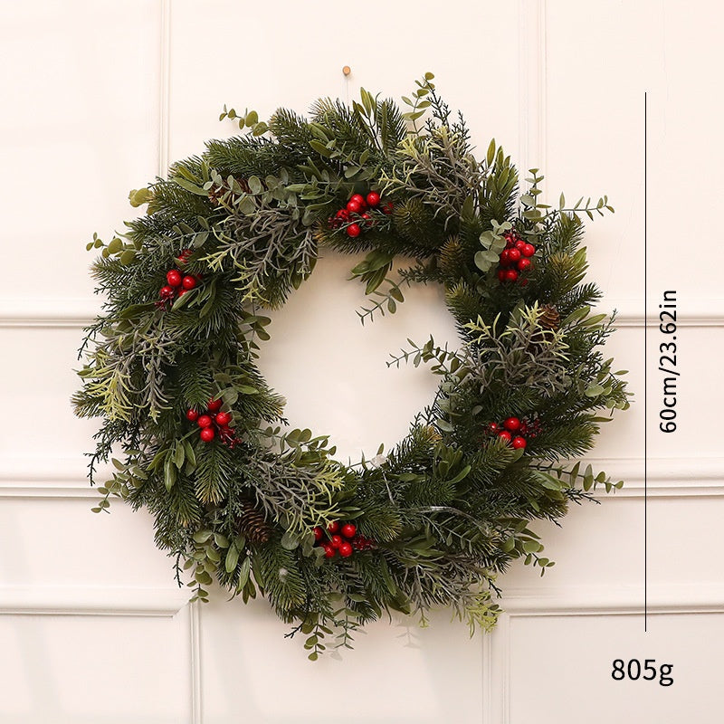 Christmas Decorative Wreath with Fir Branches, Wall Hanging Window Decoration, Artificial Garland for Holiday Display