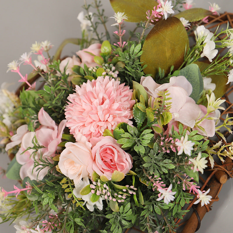 Simulation Plant Three Dimensional Peach Ball Chrysanthemum Eucalyptus Wall Hanging Home Door Hanging Decoration Easter