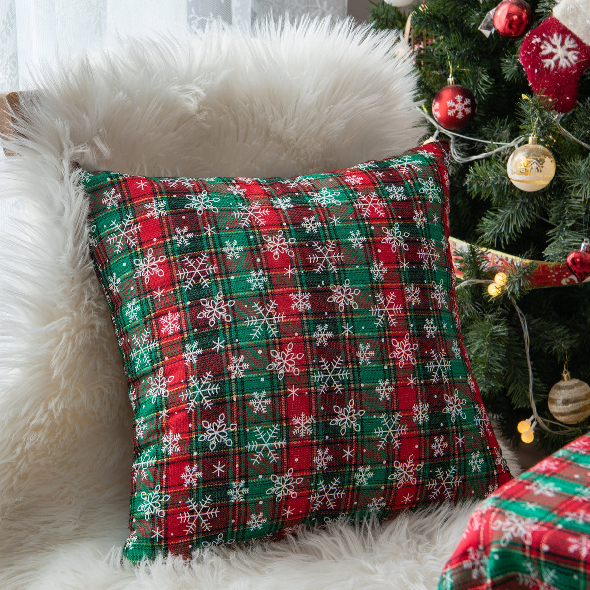 Nordic ins Christmas pillowcase plaid cushion cover living room sofa decorative pillowcase