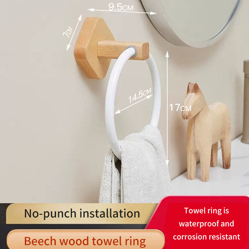 Towel Rack Ring Solid Wood Washcloth Storage Rack Hotel Bathroom Towel Rack Japanese Creative Towel Ring Hanging Rack