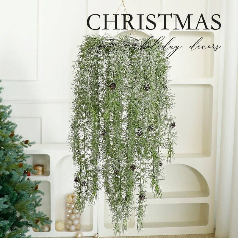 Faux Green Plant Hanging Vine Basket, Christmas Decoration Hanging Ornament