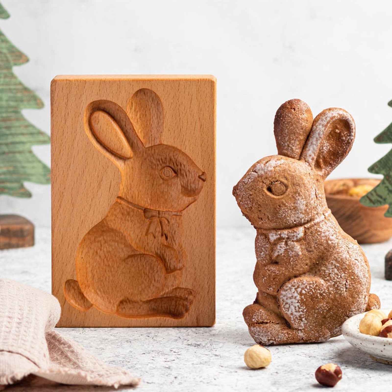 Cookie Mold Cutter Premium Beech Wood Cookie Shortbread Rectangular Wooden Animal Cookie Mold