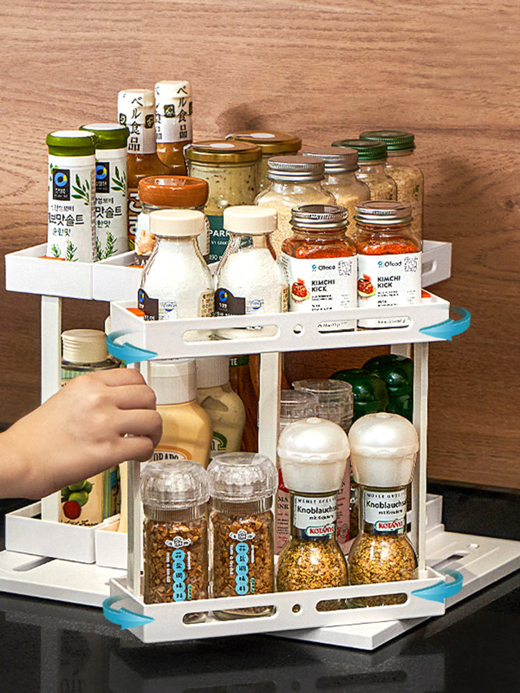 Multi Functional Rotary Pull Organizer Storage Rack Kitchen Desktop Condiment Rack Storage