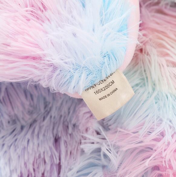 Rainbow Plush Super Soft Blanket Colorful Bedding Sofa Cover Furry Fuzzy Fur Warm Throw Cozy Couch Blanket for Winte