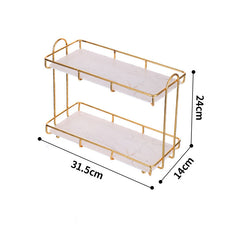 Bathroom Rack Desktop Cosmetic Storage Rack Golden Double-Layer Iron Finishing Organizer