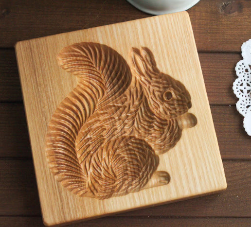Cookie Mold Cutter Premium Beech Wood Cookie Shortbread Square Wooden Cookie Mold