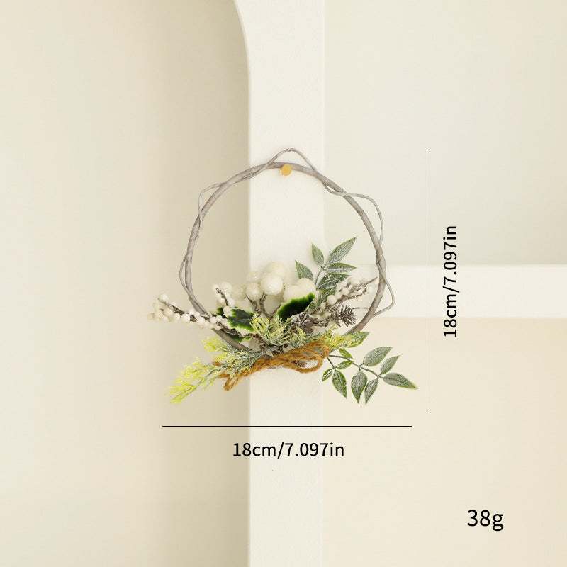 Best-selling Artificial Plant Christmas Wreath Pine Needle Red Berry Wreath Candle Holder Door Hanging Pine Cone Christmas Decoration